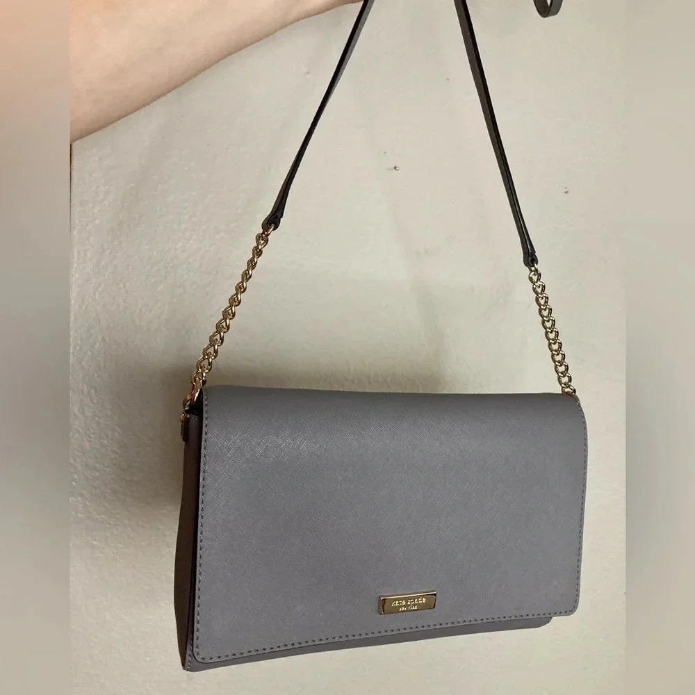 NWOT Kate Spade Cameron Crossbody Saffiano Leather Neutral Bag Gray